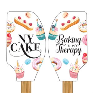 "Baking Is My Therapy" Silicone Spatula w / Wooden Handle