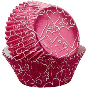 Pink Heart Foil Standard Baking Cups 24ct