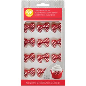 RED AND WHITE CHRISTMAS BOW ICING DECORATIONS