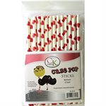 Red Hearts Cake Pop Sticks- 6 Inch -Pack of 25