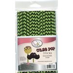 Green & Black Chevron Cake Pop Sticks- 6 Inch -Pack of 25