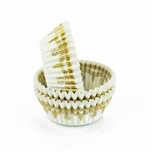 White with Gold Glassine Cupcake Baking Cup Liner 