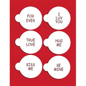 Small Candy Heart Sayings Cookie Stencil By Designer Stencils