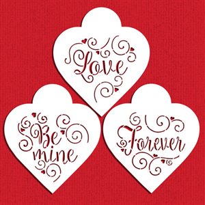 Love,Be Mine,Forever Hearts Cookie Stencil By Designer Stencils