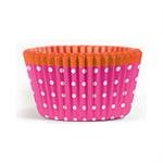 Pink Dots w / Orange Trim Standard Cupcake Baking Cup Liner -Pack of 32