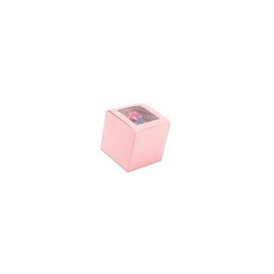 Light Pink Cupcake Box 4" x 4"x 4" w / Square Window