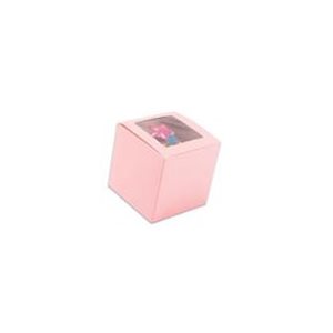 Light Pink Cupcake Box 4" x 4"x 4" w / Square Window
