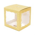 Gold Glitter 3-Sided Window Cupcake Box 3" x 3" x 3"
