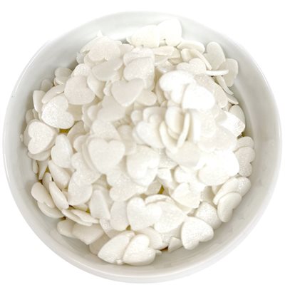 White Heart Shimmer Sprinkle Mix 2.5 oz