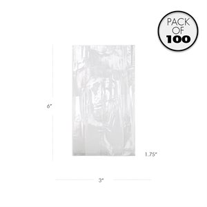 Cellophane Bags 3 x 1 3 / 4 x 6 3 / 4", Pack of 100