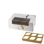 Gold Splatter Cupcake Box w / Insert - Holds 6 Cupcakes