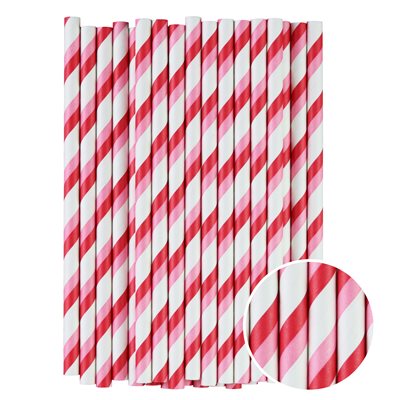 Pink & Red Stripes Cake Pop Sticks- 6 Inch -Pack of 25