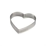 Heart Perforated Stainless Steel Tart Ring 3 1 / 2" x 3 1 / 2" x 3 / 4"