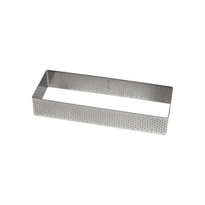 Rectangle Perforated Stainless Steel Tart Ring 4" x 1 1 / 8" x 3 / 4"