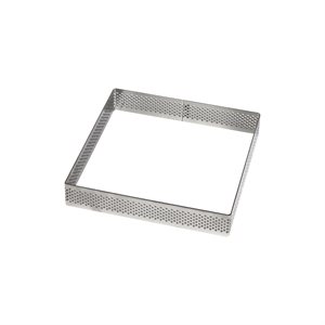 Square Perforated Stainless Steel Tart Ring 3 1 / 8" x 3 1 / 8" x 3 / 4"