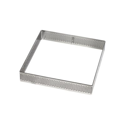 Square Perforated Stainless Steel Tart Ring 4 1 / 4" x 4 1 / 4" x 3 / 4"