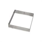 Square Perforated Stainless Steel Tart Ring 3 1 / 8" x 3 1 / 8" x 1 3 / 8"