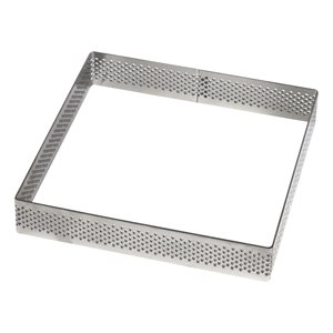 Square Perforated Stainless Steel Tart Ring 6 1 / 4" x 6 1 / 4" x 1 3 / 8"