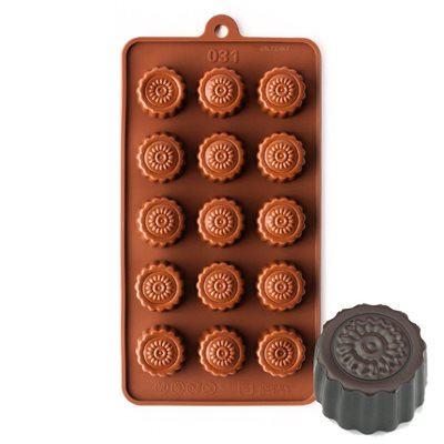 Fluted Round with Flower Silicone Chocolate Mold