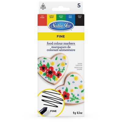 Fine Tip Food Color Markers by Satin Ice - 5ct