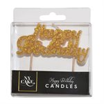 Gold Glitter Happy Birthday Candle