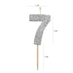 Silver Glitter Number 7 Candle 1 3 / 4"