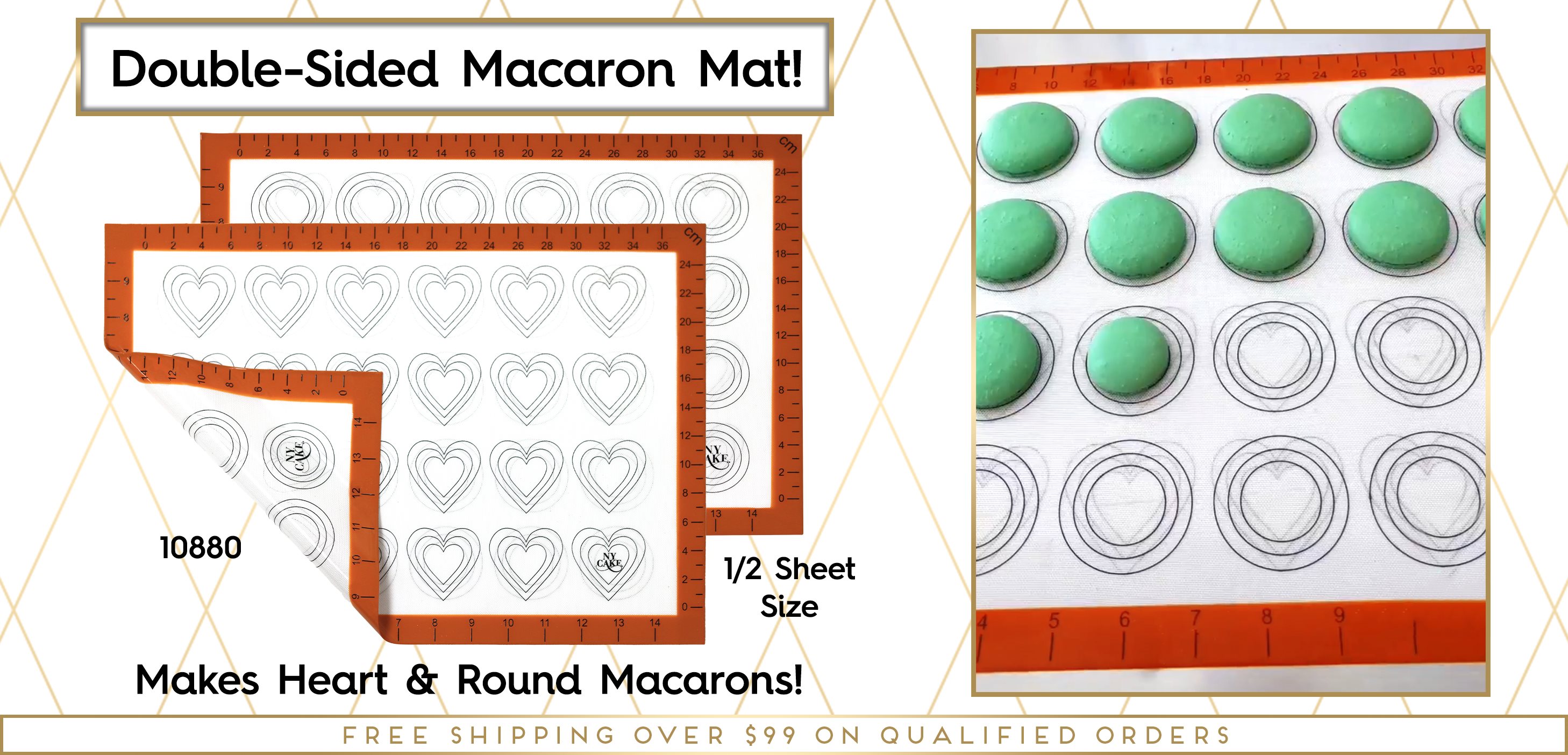 Round Heart Double Sided Silicone Macaron Macaroon Mat