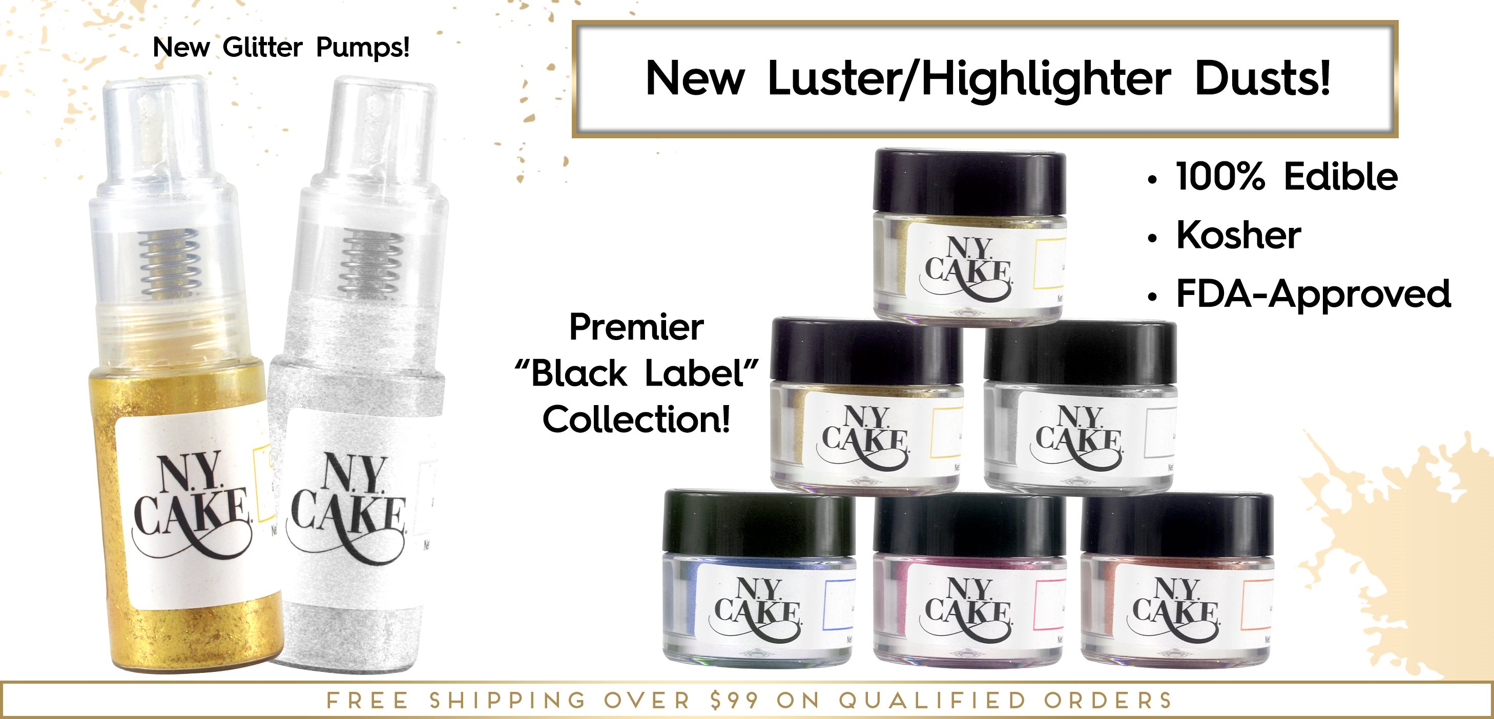 NY Cake Luster Highlighters Glitter Pumps Black Label Collection