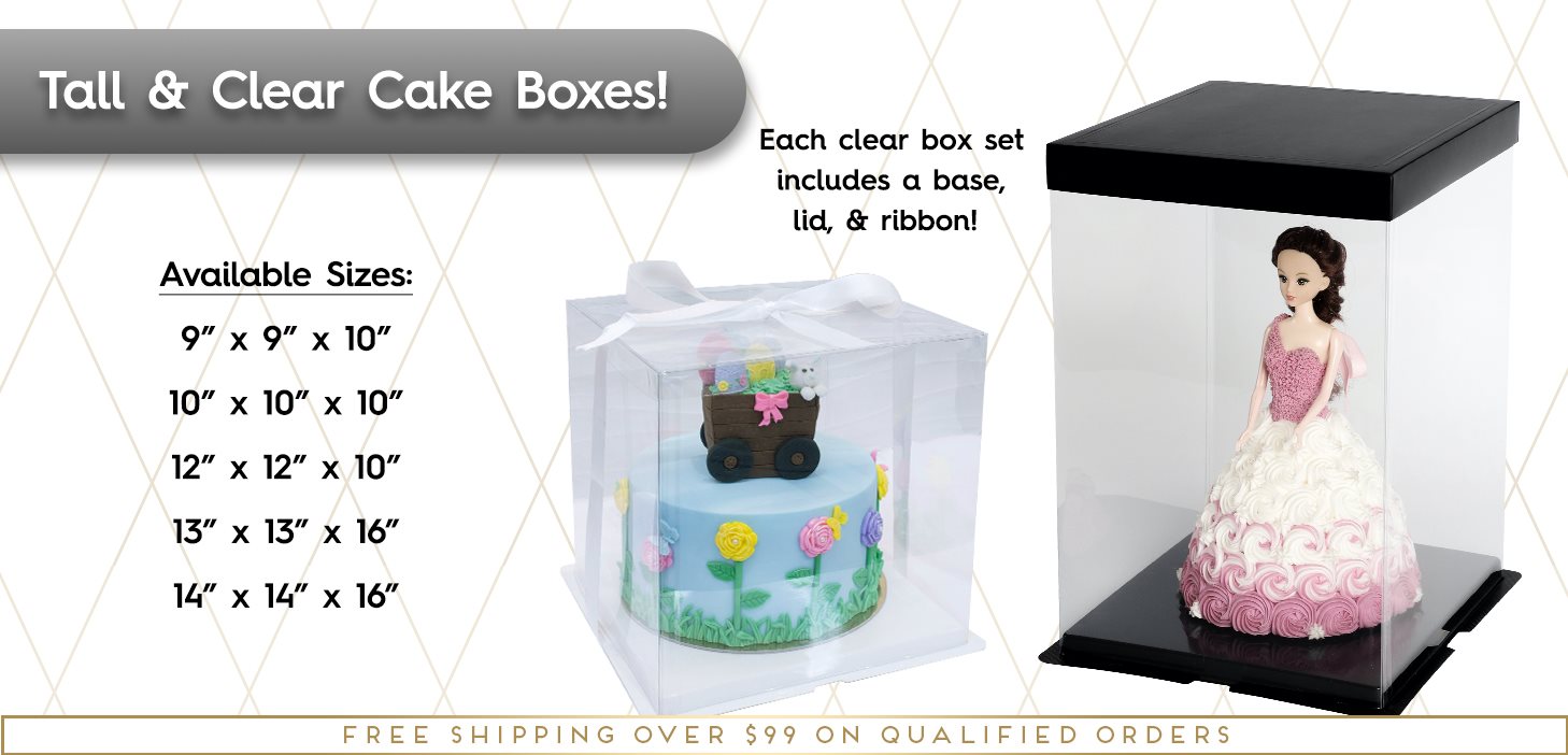 Clear Window Tall Cake Boxes Tier Multitier Strong Display